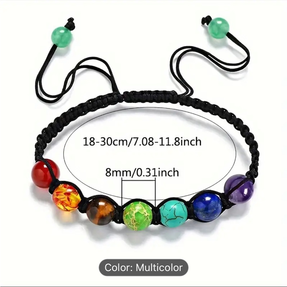 Brand NEW Boho 7 Chakra Stone Bracelet handmade jewelry healing gems